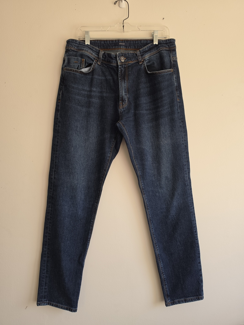 Boggi Milano Luxury Cotton Straight Men's Jeans Dark Wash Claude Denim Size 36